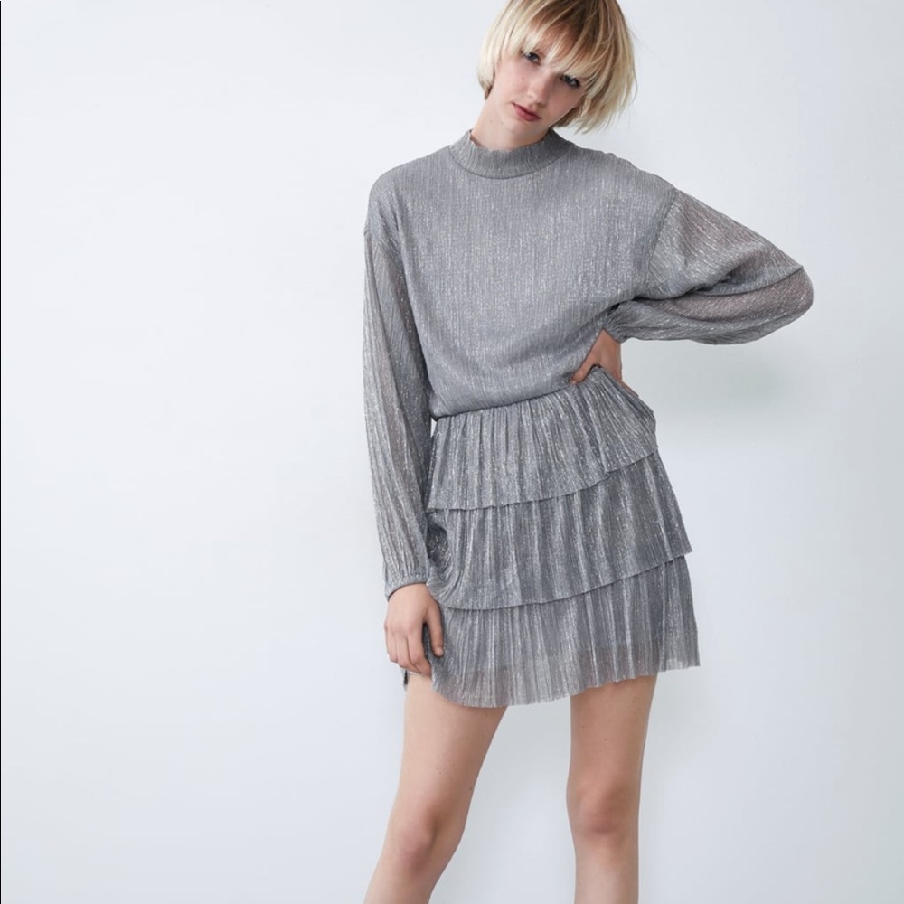 Ruffled metallic thread dress